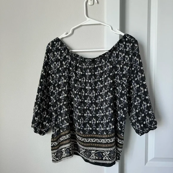 Madewell Gardenhouse Off the Shoulder Top Size Small 100% Silk Boho Floral - Picture 7 of 11